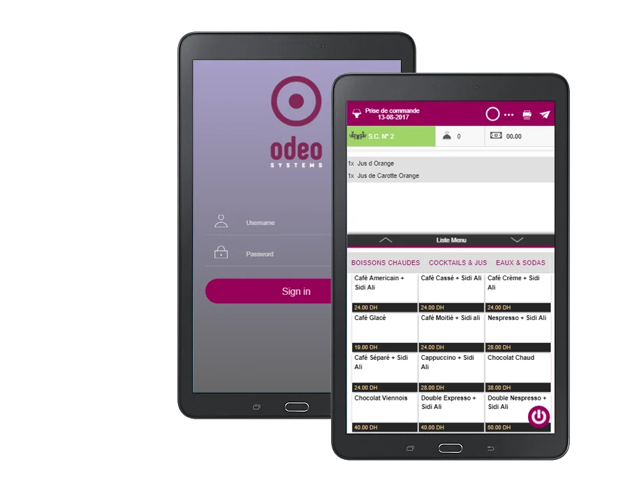 Caisse enregistreuse tactile Odeo POS installée sur un comptoir de magasin